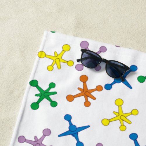 Retro Boomer Scattered Jacks Pattern Beach Towel