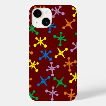 Retro Boomer Scattered Jacks Pattern Case-mate Iphone 14 Case by abitaskew at Zazzle