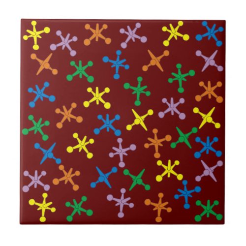 Retro Boomer Scattered Jacks Pattern Ceramic Tile