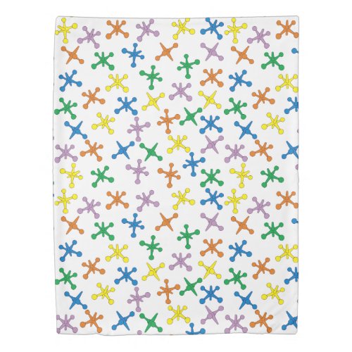 Retro Boomer Scattered Jacks Pattern Duvet Cover