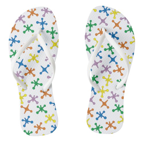 Retro Boomer Scattered Jacks Pattern Flip Flops