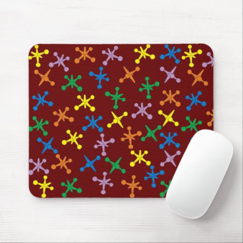 Retro Boomer Scattered Jacks Pattern Mouse Pad