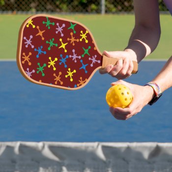 Retro Boomer Scattered Jacks Pattern Pickleball Paddle by abitaskew at Zazzle