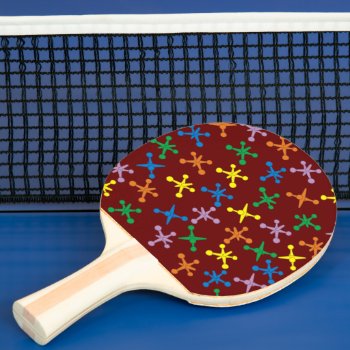 Retro Boomer Scattered Jacks Pattern Ping Pong Paddle by abitaskew at Zazzle