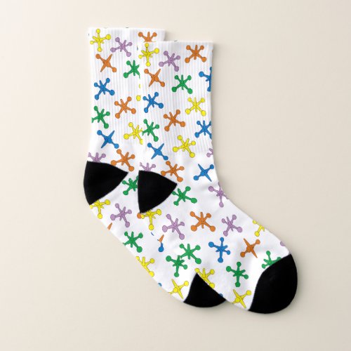 Retro Boomer Scattered Jacks Pattern Socks