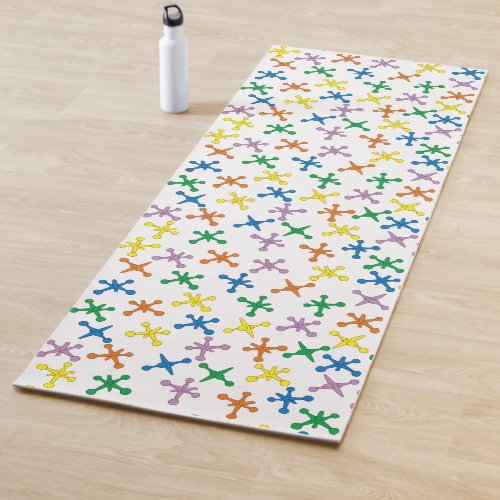 Retro Boomer Scattered Jacks Pattern Yoga Mat