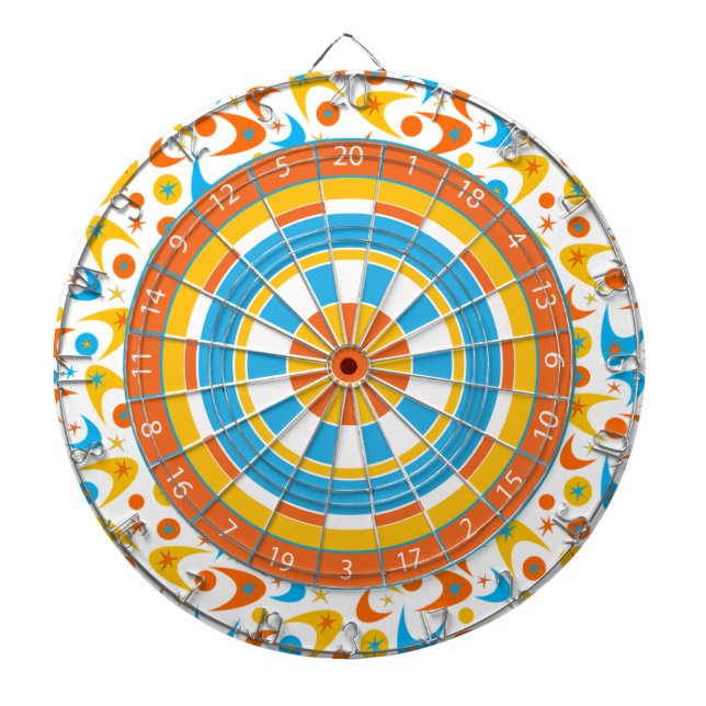 Retro Boomerangs Dartboard With Darts (Front)