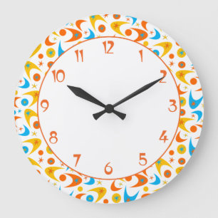 Retro Boomerangs Large Clock