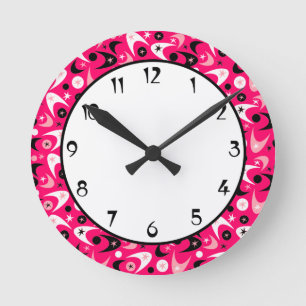 Retro Boomerangs Round Clock