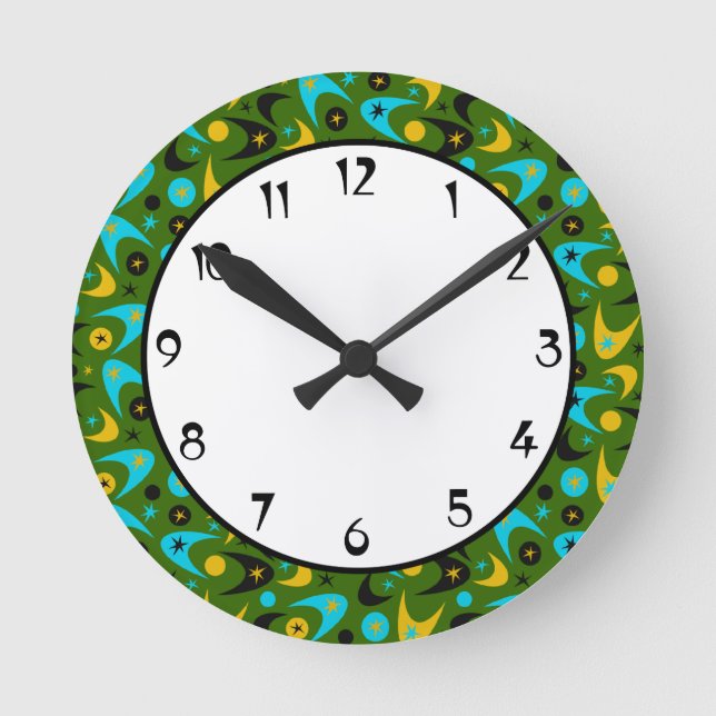 Retro Boomerangs Round Clock (Front)