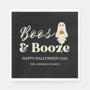  Retro Boos & Booze Spooky Halloween Napkins