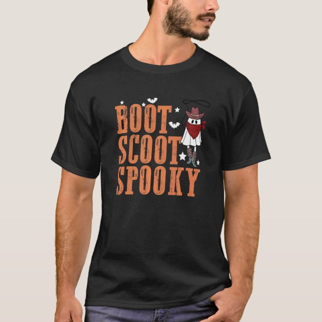 Retro Boot Scoot Spooky  Western Halloween Cute Gh T-Shirt (Front)