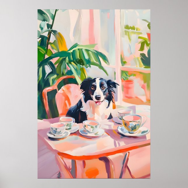 Retro Border Collie Poster, Border Collie Oil Poster (Front)