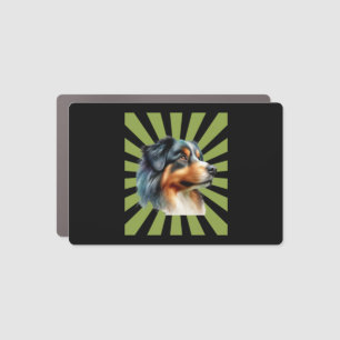 Retro Border Collie Sunburst Graphic design Car Magnet