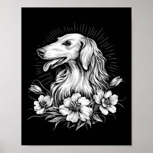 Retro Borzoi Dog Lover Tattoo Style _1 Poster