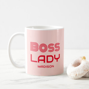 Retro Boss Lady Pink And Red Personalized Coffee Mug