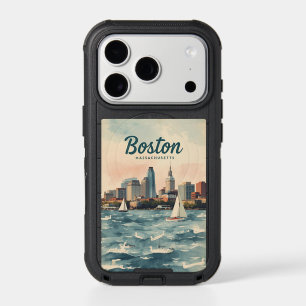 Retro Boston Skyline & Sailboats Massachusetts iPhone 17 Pro Case