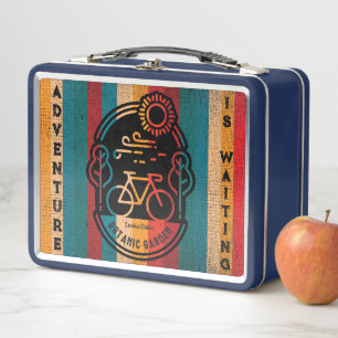 Retro Botanic Garden Bike Trail Metal Lunch Box