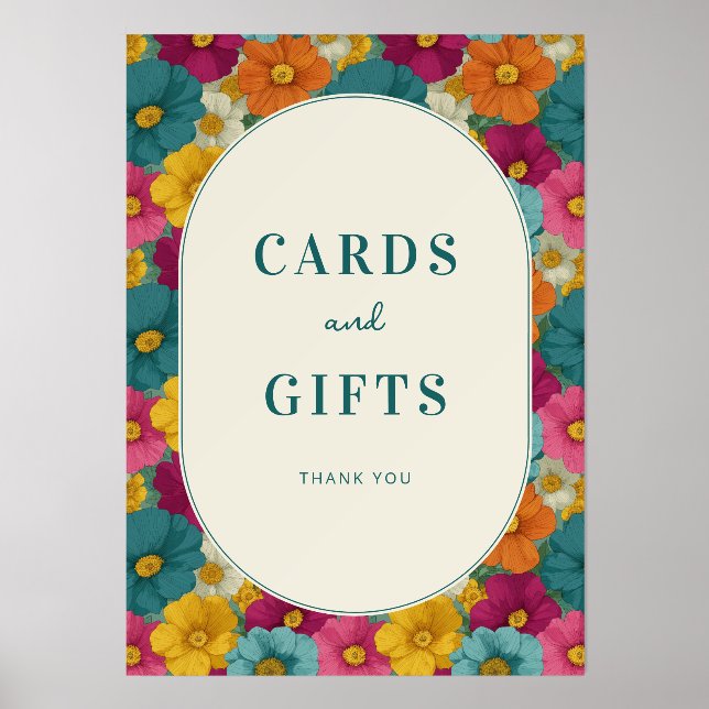 Retro Botanica and Teal Wedding Holder (Front)