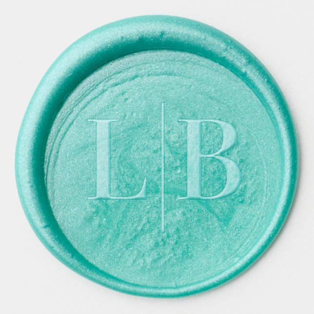 Retro Botanica and Teal Wedding Wax Seal Sticker (Front)