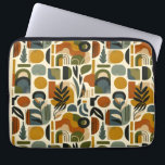 Retro Botanica Geometrica Laptop Sleeve<br><div class="desc">This pattern displays a mid-century modern pattern with stylized plant shapes and geometric forms in a warm,  earthy color palette. The dense arrangement of mustard yellow,  olive green,  dark teal,  burnt orange,  and cream creates a playful,  retro rhythm with effective use of negative space.</div>