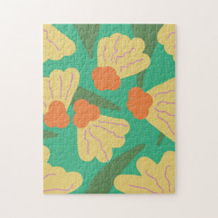 Retro Botanical Floral Buds Colorful Painting Jigsaw Puzzle