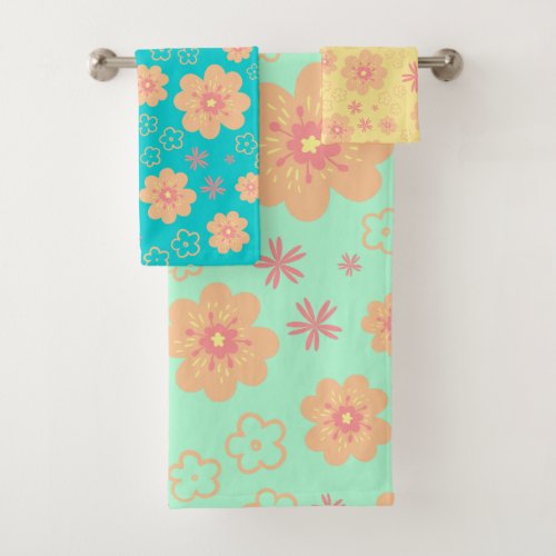 Retro Botanical Floral Pattern Towel Set