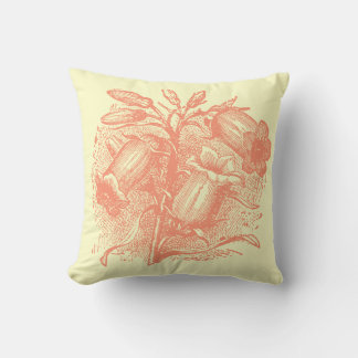 Retro Botanical Floral Square Throw Pillow