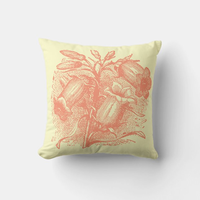 Retro Botanical Floral Square Throw Pillow (Front)