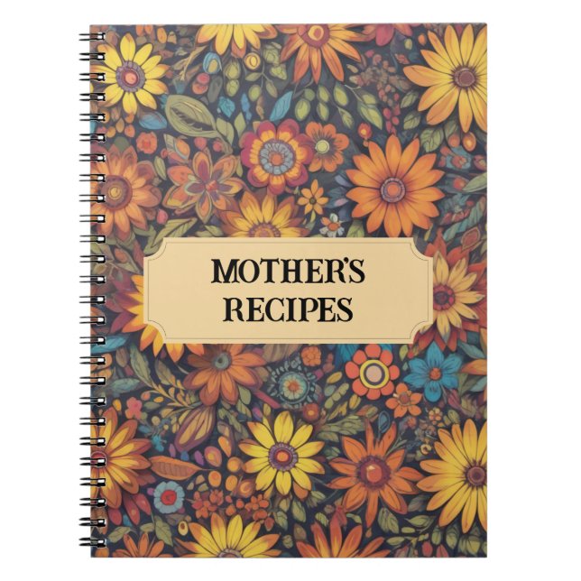 Retro Botanical Flowers Pattern  Notebook (Front)
