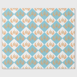 Retro Botanical Geometric Pattern | Orange Floral  Wrapping Paper