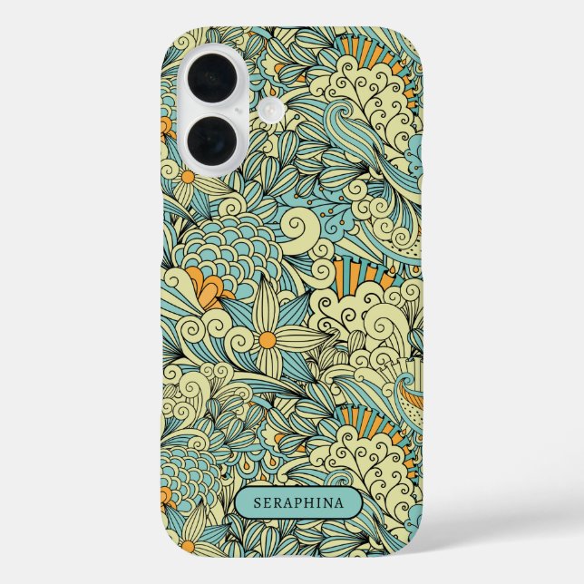 Retro Botanical Line Drawing Personalized Case-Mate iPhone Case (Back)