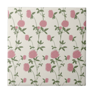 Retro Botanical Meadow Clover Vintage Archive Ceramic Tile