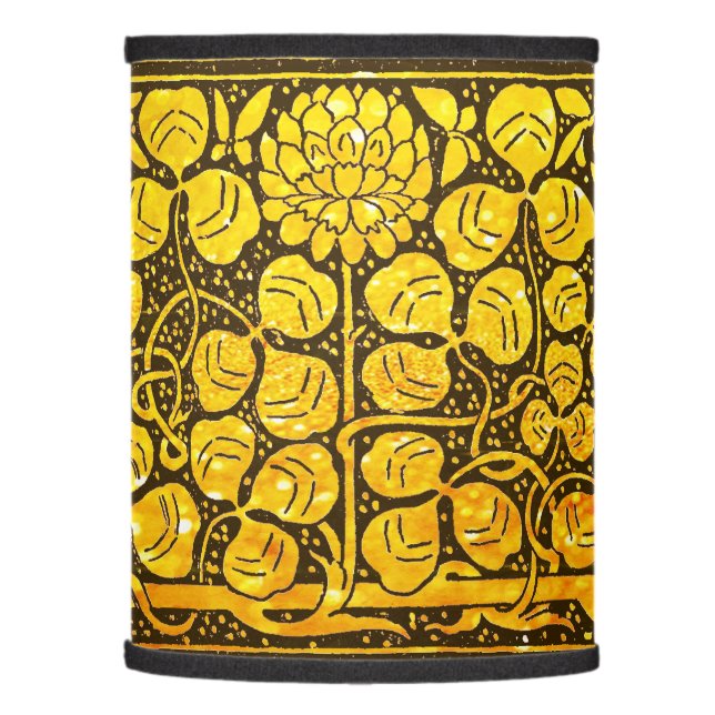 Retro Botanical on Gold Lamp Shade (Left)
