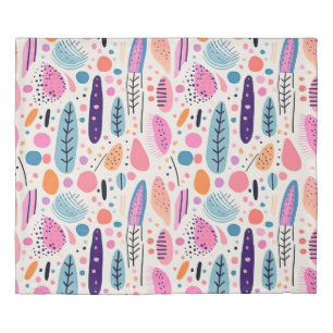 Retro Botanical Pattern Pastel BOHO Chic Duvet Cover