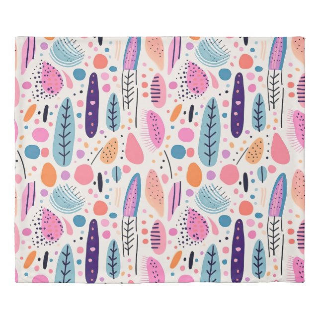 Retro Botanical Pattern Pastel BOHO Chic Duvet Cover (Front)