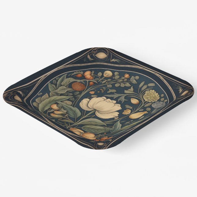 Retro Botanical Samhain / Halloween Party Plates (Angled)