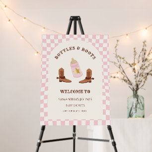 Retro Bottles and Boots Cowgirl Baby Shower  Foam Board