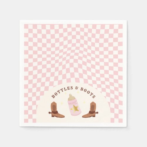 Retro Bottles and Boots Cowgirl Baby Shower Napkins
