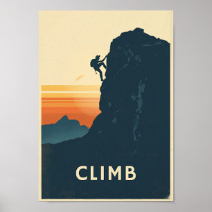 Retro Bouldering Rock Climbing Wall Art