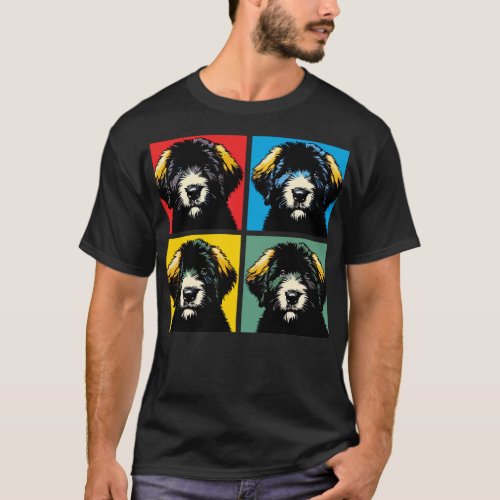 Retro Bouvier des Flandres Art Cute Puppy T_Shirt