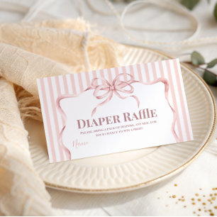 Retro Bow Cafe Bebe Girl Coffee Baby Shower Diaper Enclosure Card
