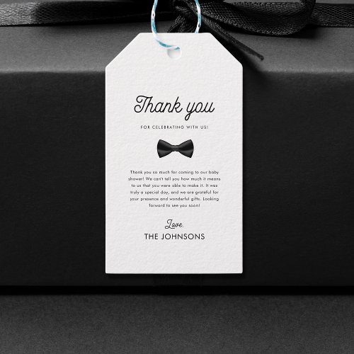 Retro Bow Tie  Balloons Boy Baby Shower Thank You Gift Tags