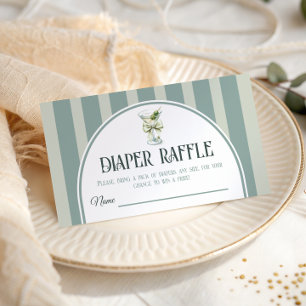 Retro Bow Tini One Martini Baby Shower Diaper Enclosure Card