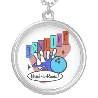 retro bowl-a-rama sign silver plated necklace