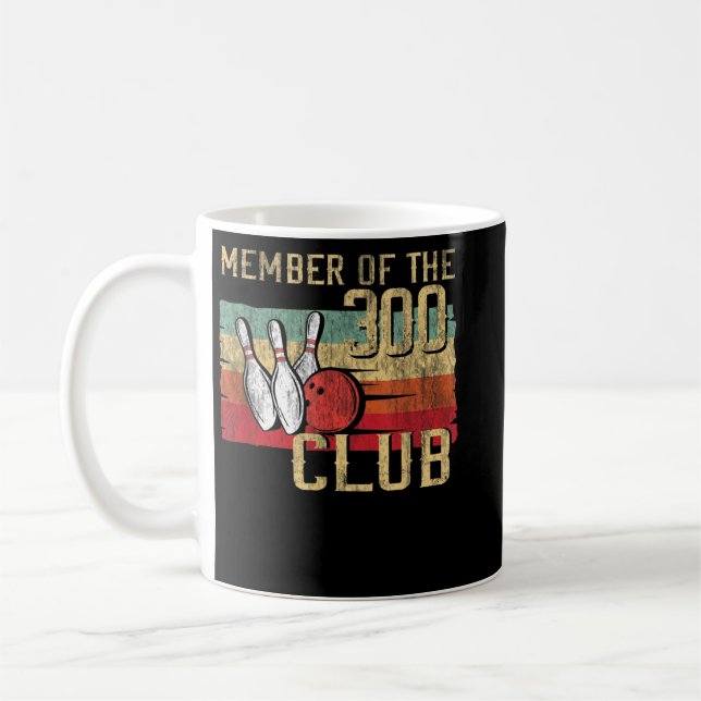 Retro Bowler Silhouette for Member of the 300 Club Coffee Mug (Left)