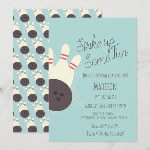 Retro Bowling Alley Birthday Party Teal