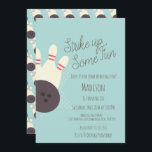 Retro Bowling Alley Birthday Party Teal Invitation<br><div class="desc">Bowling Birthday Party Invitations</div>
