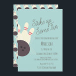 Retro Bowling Alley Birthday Party Teal Invitation<br><div class="desc">Bowling Birthday Party Invitations</div>