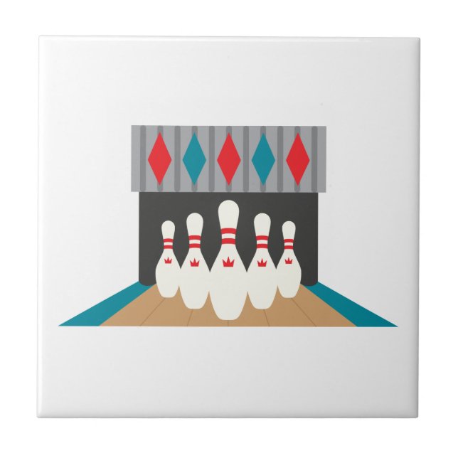 Retro Bowling Alley Ceramic Tile (Front)